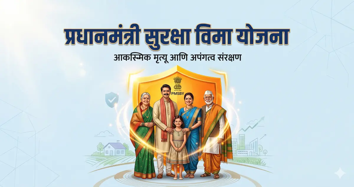 प्रधानमंत्री सुरक्षा विमा योजना (PMSBY) 12 प्रधानमंत्री सुरक्षा विमा योजना (PMSBY) बद्दल माहिती हवी आहे? या लेखात आम्ही PMSBY योजना काय आहे, पात्रता, अर्ज प्रक्रिया आणि फायदे याची सविस्तर माहिती दिली आहे. आजच सुरक्षित व्हा!