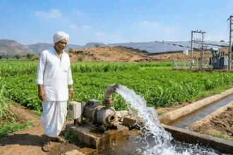 "मुख्यमंत्री सौर कृषी वाहिनी योजना 2.0 अंतर्गत पडीक जमीन भाड्याने द्या आणि प्रति हेक्टरी १.२५ लाख रुपये मिळवा. शासन निर्णय, पात्रता, कागदपत्रे आणि लँड पोर्टलवर ऑनलाइन अर्ज प्रक्रियेची सविस्तर माहिती येथे वाचा."