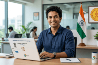 महास्वयं रोजगार नोंदणी पोर्टलवर ऑनलाइन अर्ज करणारा युवक — महाराष्ट्र सरकार योजना