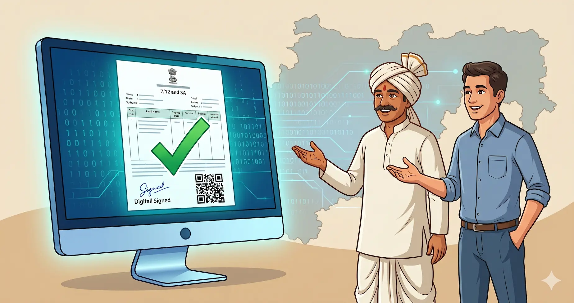 घरबसल्या ऑनलाईन 7/12 आणि 8 अ उतारा Download कसा करावा याची संपूर्ण माहिती. अधिकृत डिजिटल सातबारा काढण्याची सोपी पद्धत आणि 15 रुपये फी विषयी कायदेशीर माहिती.