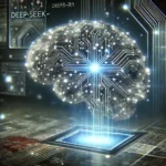 DALL·E 2025 01 31 13.33.11 An advanced AI model represented as a futuristic digital brain with glowing neural connections symbolizing DeepSeek R1. The background is high tech