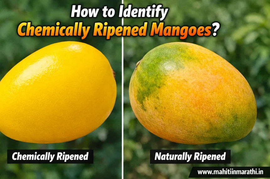 केमिकलने पिकवलेले आंबे कसे ओळखावे याच्या टिप्स सांगणारे चित्र - Mahiti In Marathi