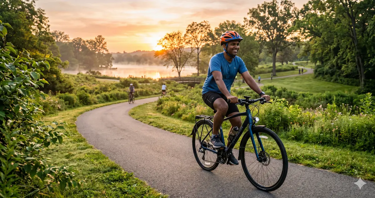 सायकलिंग (Cycling) :रोज सायकल चालवण्याचे फायदे जाणून घ्या. वजन कमी करणे आणि मानसिक शांतीसाठी सायकलिंग का महत्त्वाचे आहे, याची सविस्तर माहिती. नक्की वाचा .