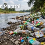 प्लॅस्टिक प्रदूषण 3 प्लॅस्टिक प्रदूषणामुळे नदी किनारी साचलेला प्लॅस्टिक कचरा दर्शवणारे छायाचित्र