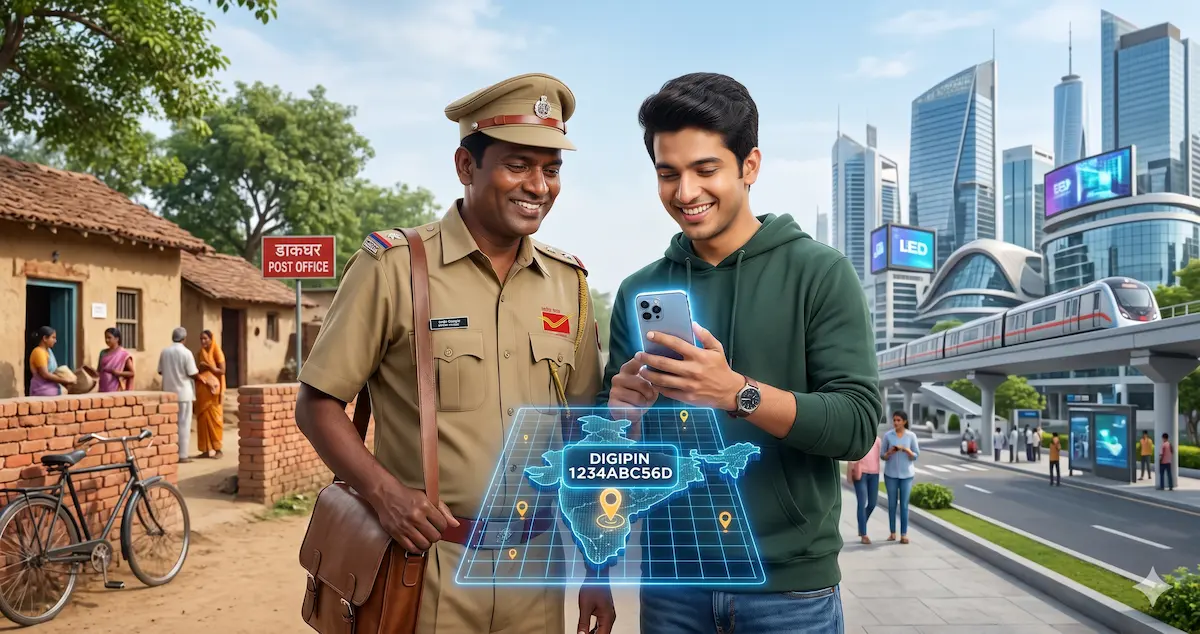 डिजिपिन म्हणजे काय? भारत सरकारचा नवीन 10 अंकी डिजिटल पत्ता कसा मिळवायचा याची माहिती देणारे चित्र.