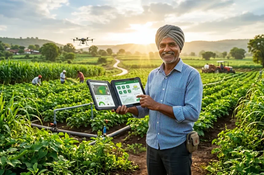 Farmer using technology under PM Dhan Dhanya Krishi Yojana 2026