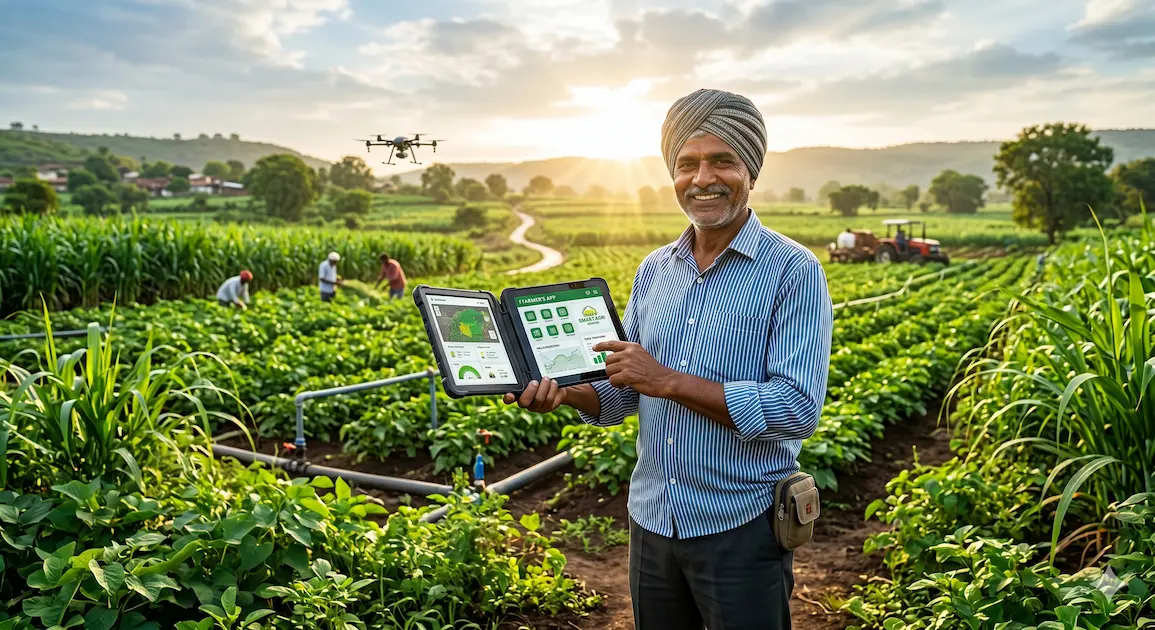 Farmer using technology under PM Dhan Dhanya Krishi Yojana 2026