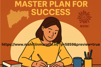 MPSC 2025 Master Plan MPSC 2025 तयारीसाठी मास्टर प्लॅन – अभ्यास करणारा विद्यार्थी आणि महाराष्ट्राचा नकाशा