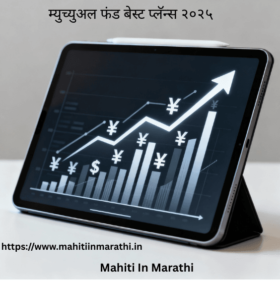 Digital tablet showing an upward-trending bar and line graph with Yen and Dollar symbols, symbolizing successful long-term mutual fund investment growth for 2025.