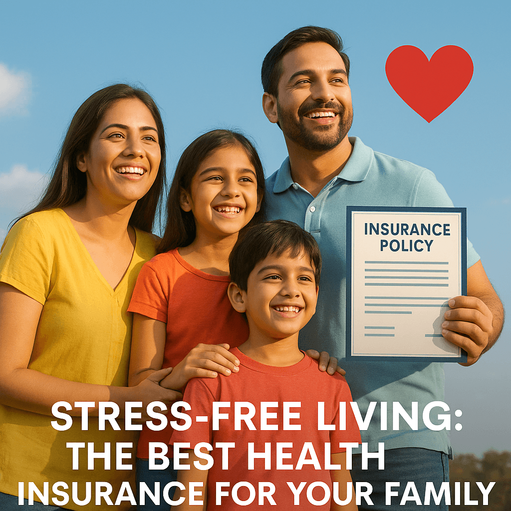 Health Insurance Importance : आनंदी भारतीय कुटुंब आपल्या आरोग्य विमा पॉलिसीसह उभे आहे, ज्यामुळे तणावमुक्त आणि सुरक्षित जीवनाचे प्रतीक दिसते.