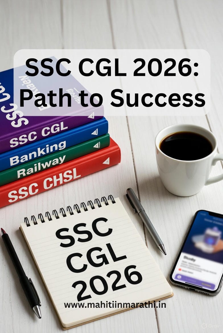 SSC CGL 2026 Preparation in Marathi: SSC CGL 2026 ची तयारी मराठीतून कशी करावी? जाणून घ्या परीक्षेचे स्वरूप, अभ्यासक्रम, महत्वाची पुस्तके (Booklist) आणि यशाची गॅरंटेड स्ट्रॅटेजी. सरकारी नोकरीसाठी आजच वाचा