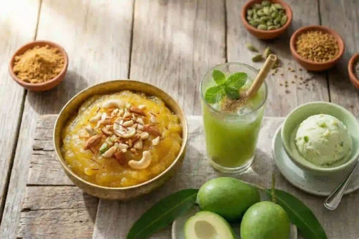 स्वादिष्ट कैरी रेसिपी मराठी: वाढत्या उन्हाळ्यात शरीराला थंडावा देणारे ५ खास कच्च्या कैरीचे पदार्थ! कैरीचे पन्हे, पारंपरिक मेथांबा, छुंदा ते थेट कैरीचे आईस्क्रीम बनवण्याची सोपी पद्धत आणि आरोग्यदायी फायदे जाणून घेण्यासाठी क्लिक करा.