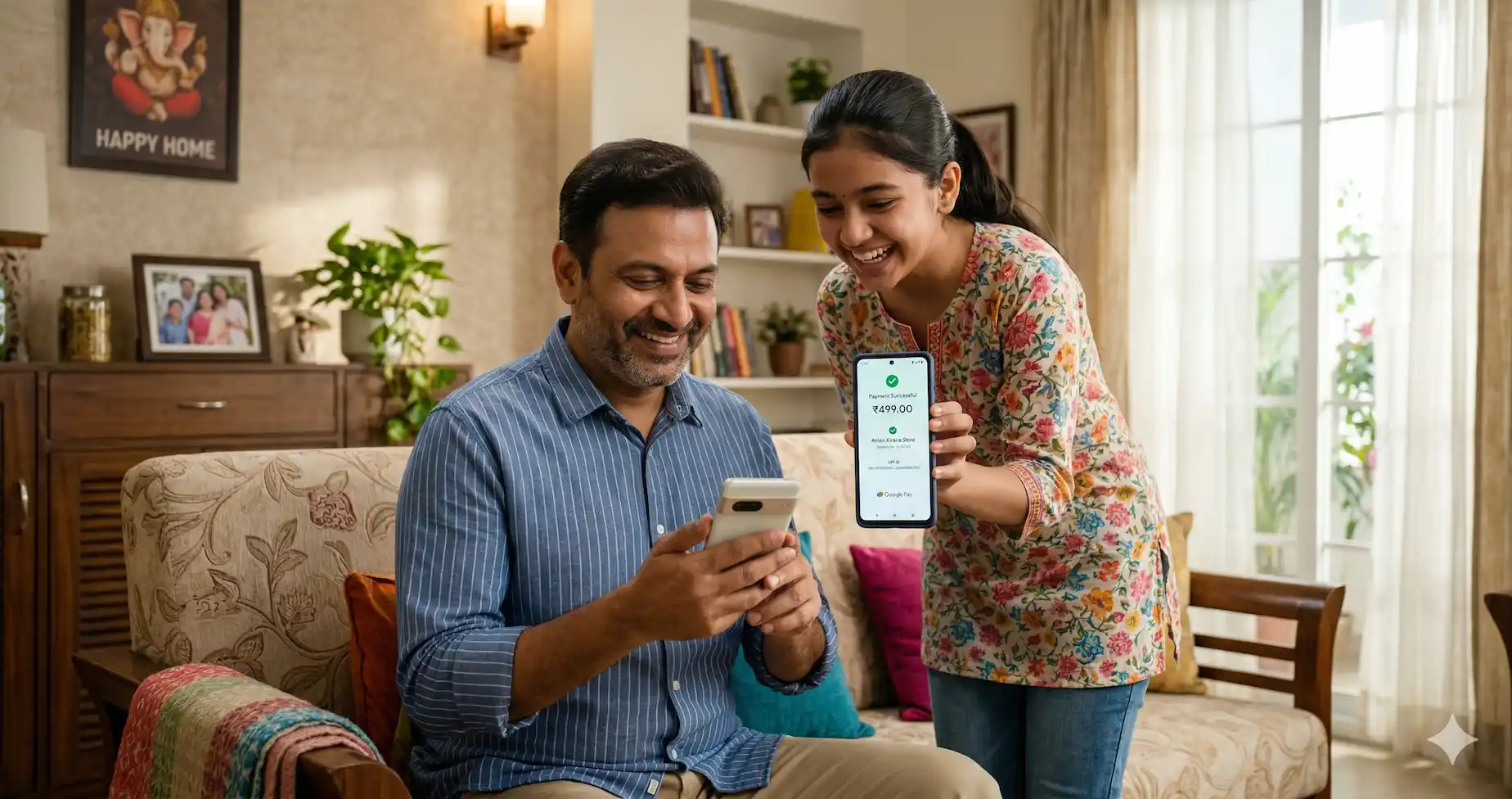 GPay Pocket Money 12 GPay Pocket Money आणि UPI Circle फीचरचा आनंद घेणारे भारतीय पालक आणि मुलगी