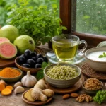 पावसाळ्यात निरोगी त्वचेसाठी डाएटमधील सुपरफूड्स – डाळिंब, पेरू, जांभूळ, हळद, आले, बदाम आणि ग्रीन टी