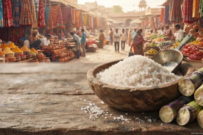 "साखर महाग का होतेय — शेतकरी आणि ग्राहकांवर होणारा परिणाम दाखवणारे चित्र"