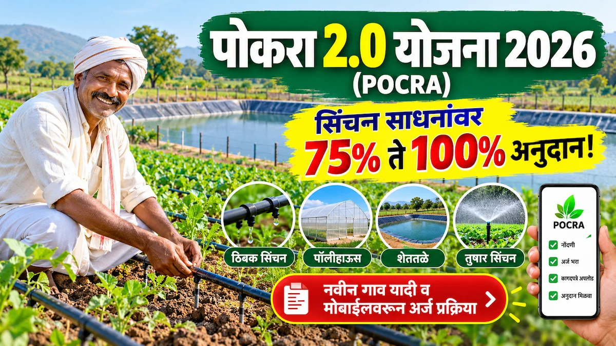 नानाजी देशमुख कृषी संजीवनी योजना 2026 (POCRA 2.0) अंतर्गत ठिबक सिंचन, शेततळे आणि कृषी अनुदान