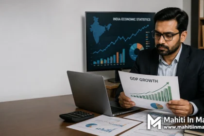 भारताचा GDP वाढीचा दर 7.8% दर्शवणारा आर्थिक आलेख आणि आकडेवारी